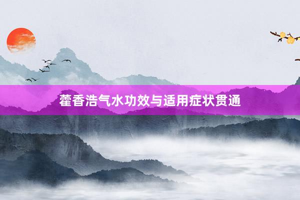 藿香浩气水功效与适用症状贯通
