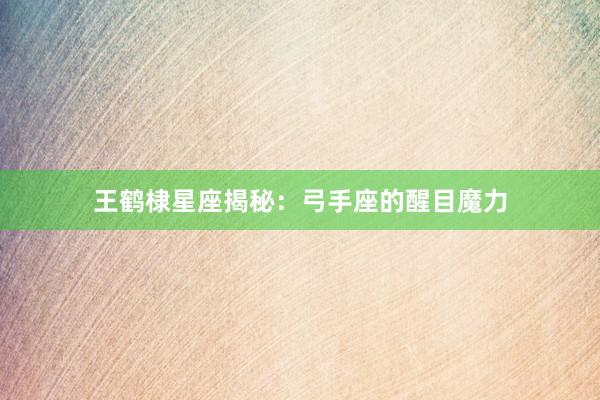 王鹤棣星座揭秘：弓手座的醒目魔力